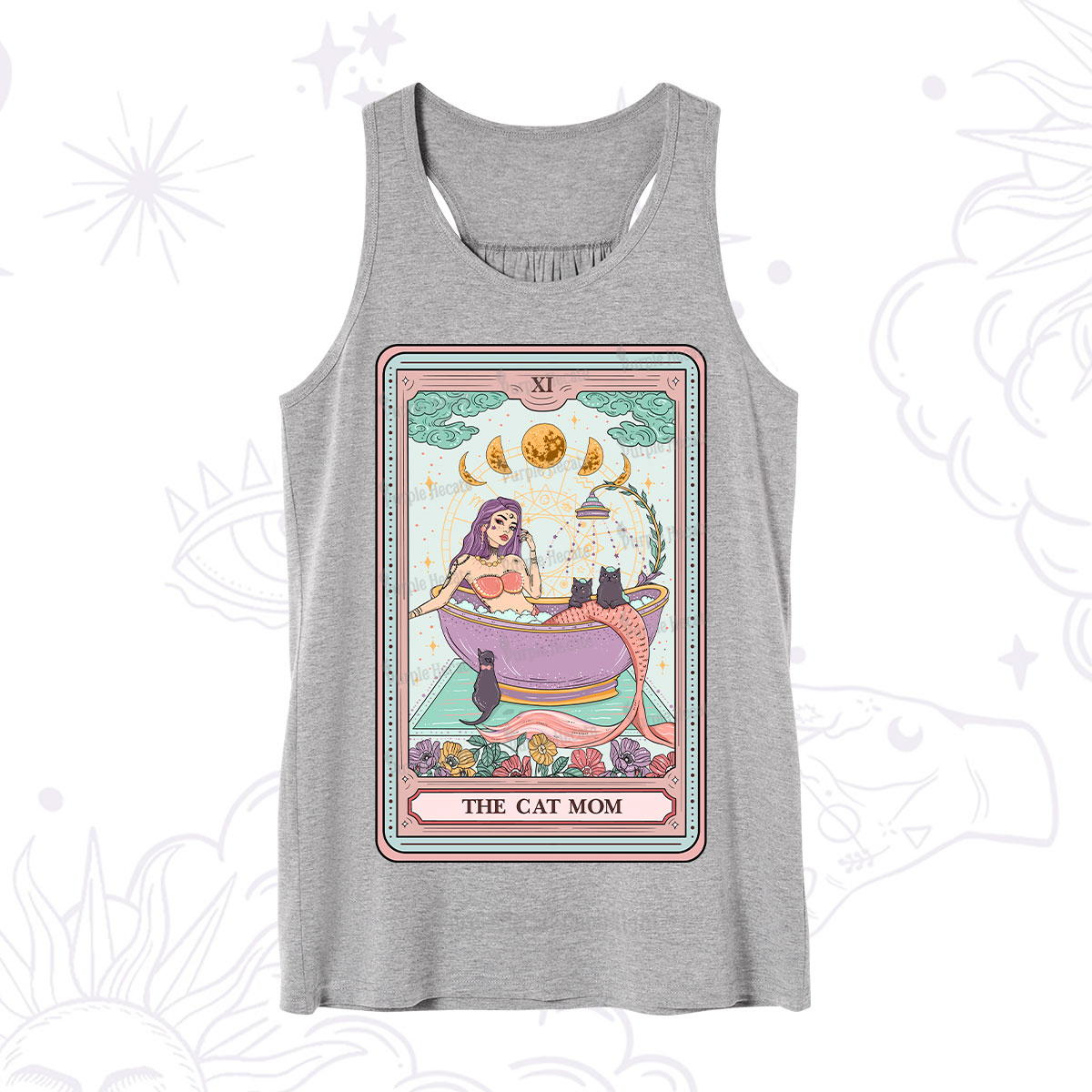 Purplehecate The Cat Mermaid Mom Tarot Card Tank
