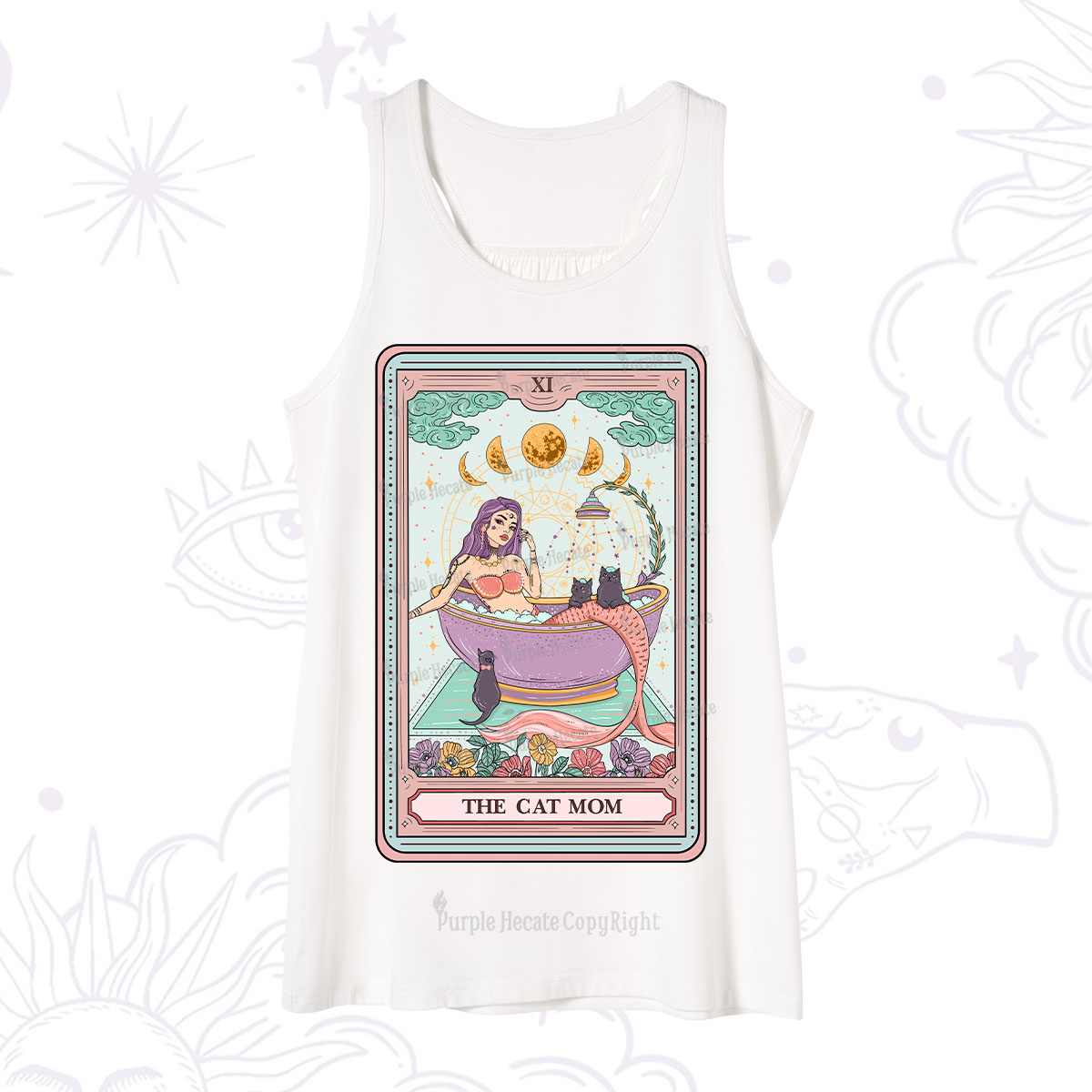 Purplehecate The Cat Mermaid Mom Tarot Card Tank