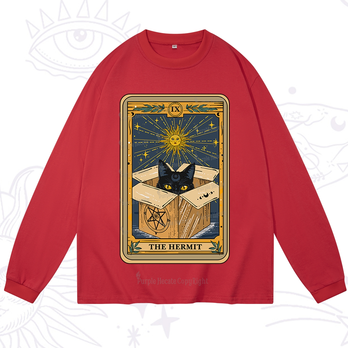 Purplehecate The Hermit Cat Tarot Card Long Sleeve T-Shirt