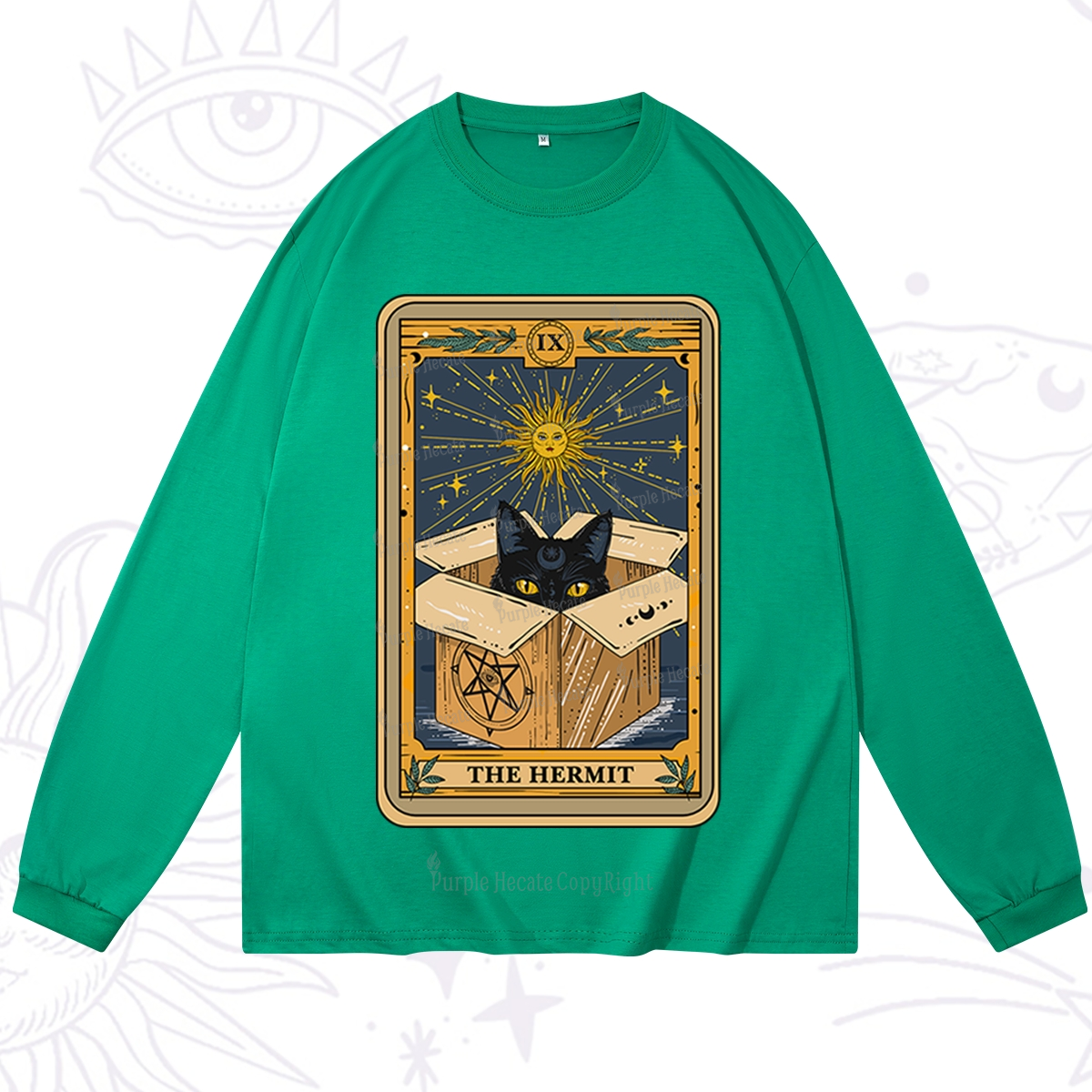 Purplehecate The Hermit Cat Tarot Card Long Sleeve T-Shirt