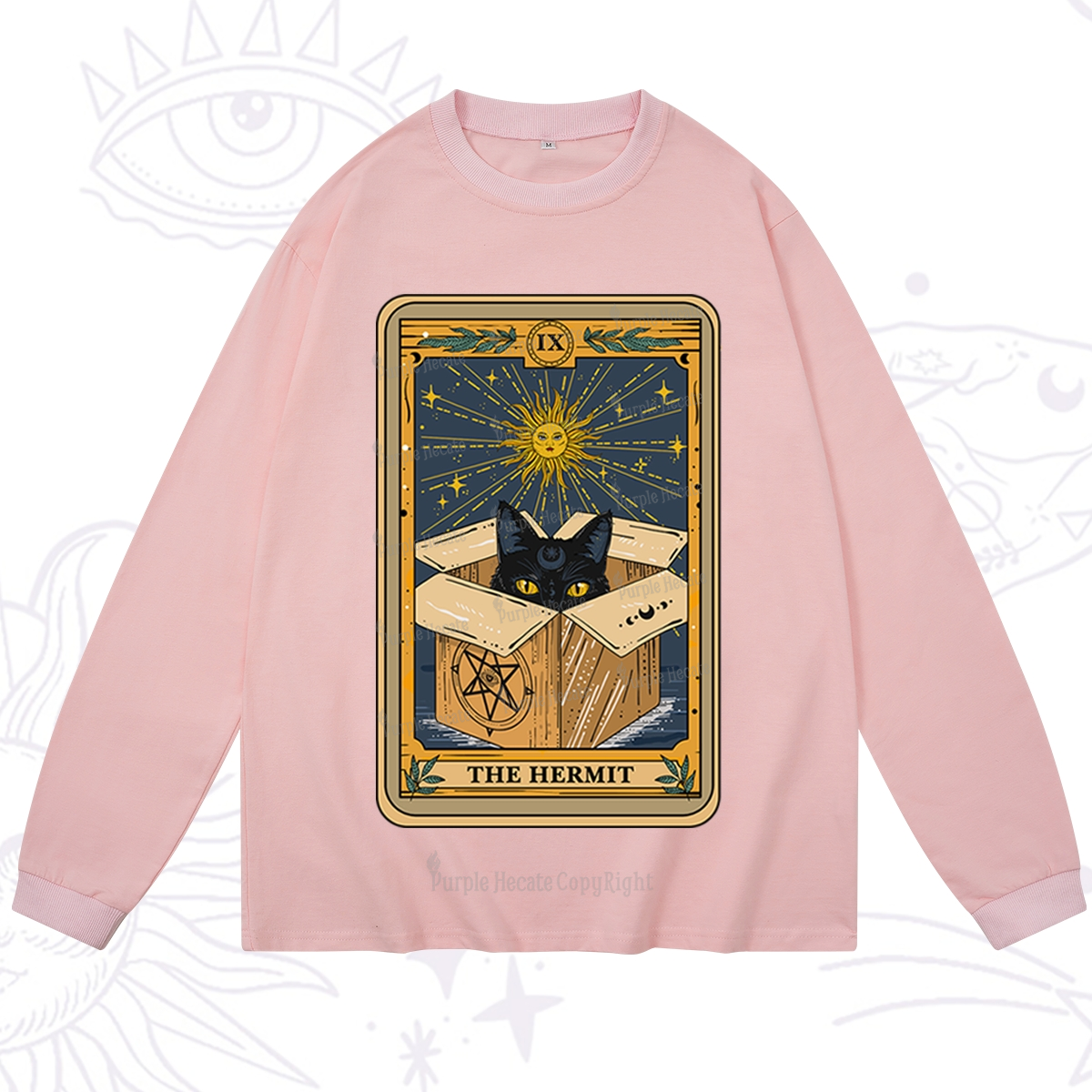 Purplehecate The Hermit Cat Tarot Card Long Sleeve T-Shirt