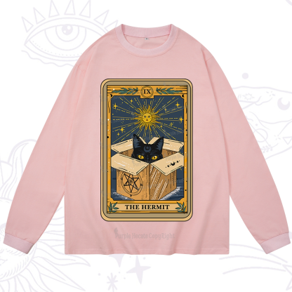Purplehecate The Hermit Cat Tarot Card Long Sleeve T-Shirt