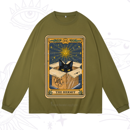 Purplehecate The Hermit Cat Tarot Card Long Sleeve T-Shirt
