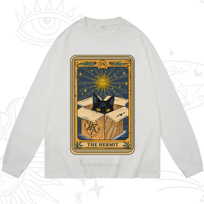 Purplehecate The Hermit Cat Tarot Card Long Sleeve T-Shirt