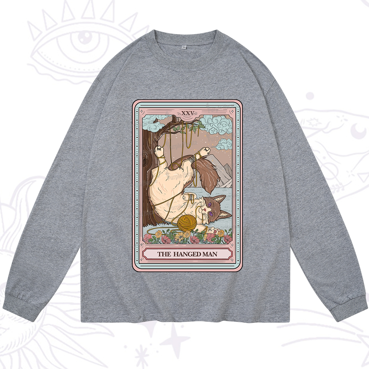 Purplehecate The Hanged Man Tarot Cat Long Sleeve T-Shirt