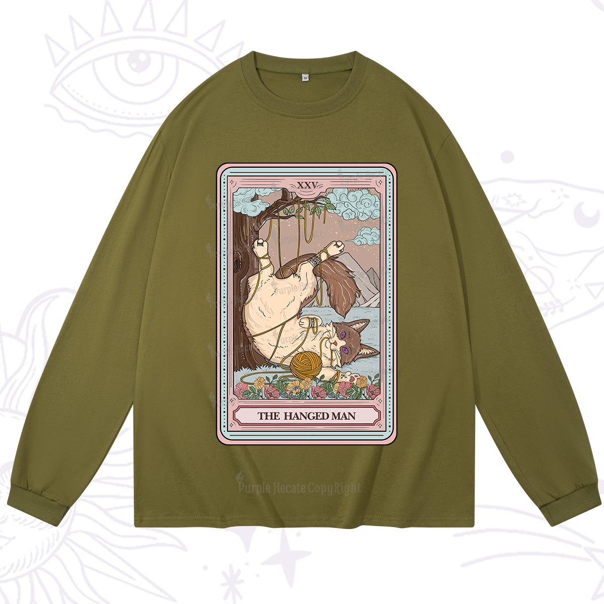 Purplehecate The Hanged Man Tarot Cat Long Sleeve T-Shirt