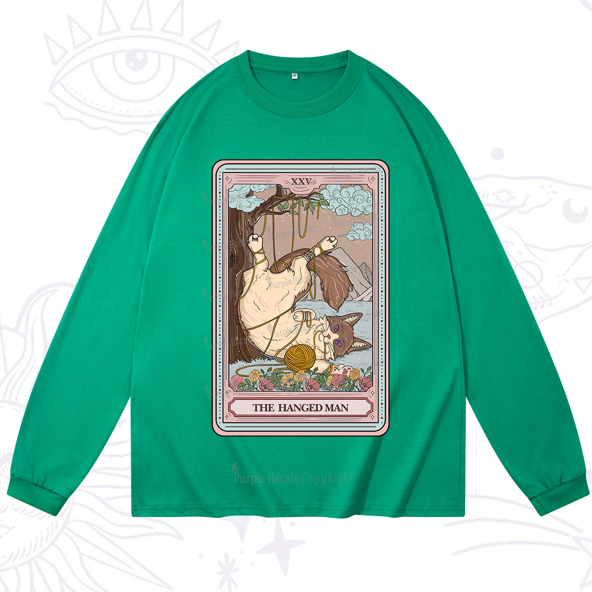 Purplehecate The Hanged Man Tarot Cat Long Sleeve T-Shirt