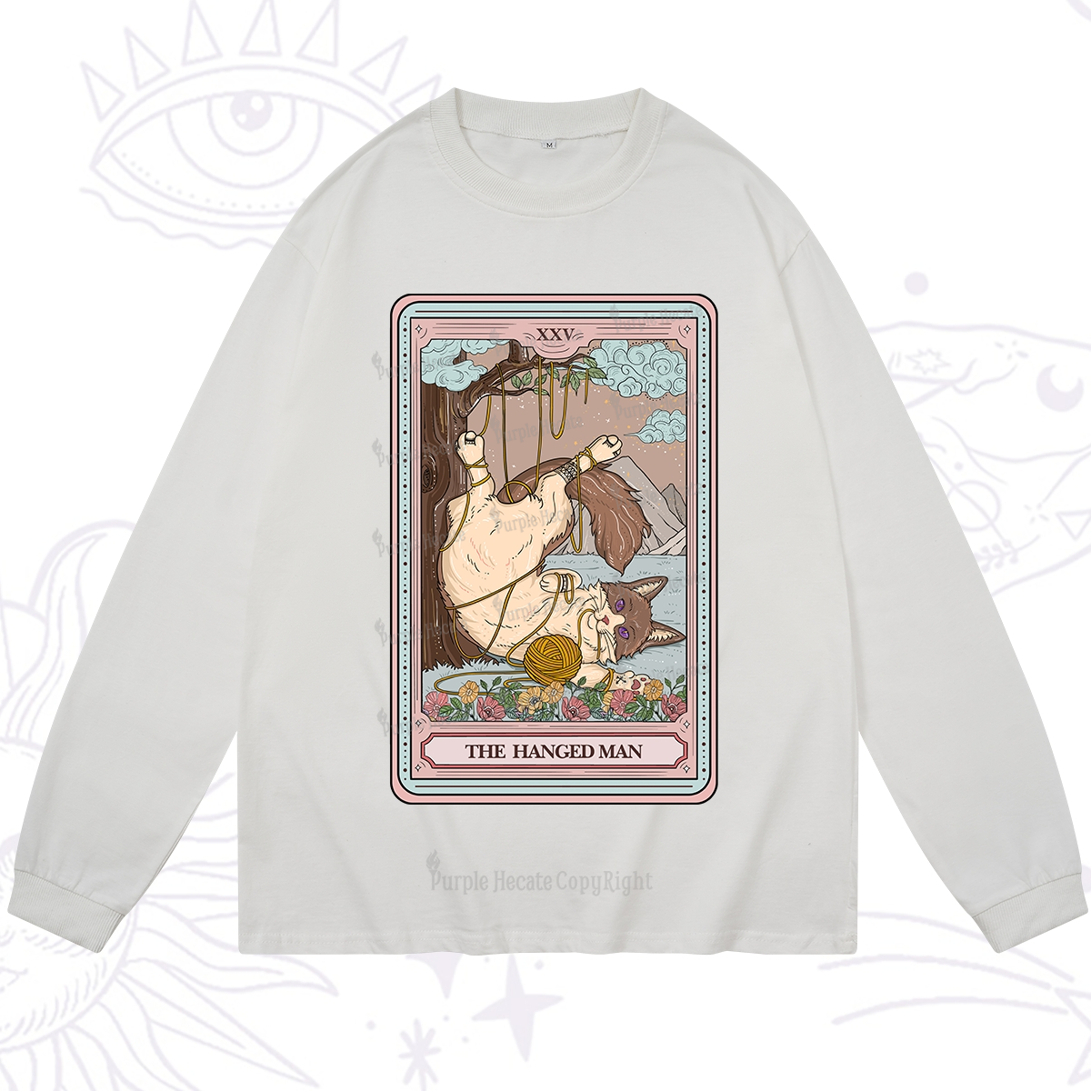 Purplehecate The Hanged Man Tarot Cat Long Sleeve T-Shirt