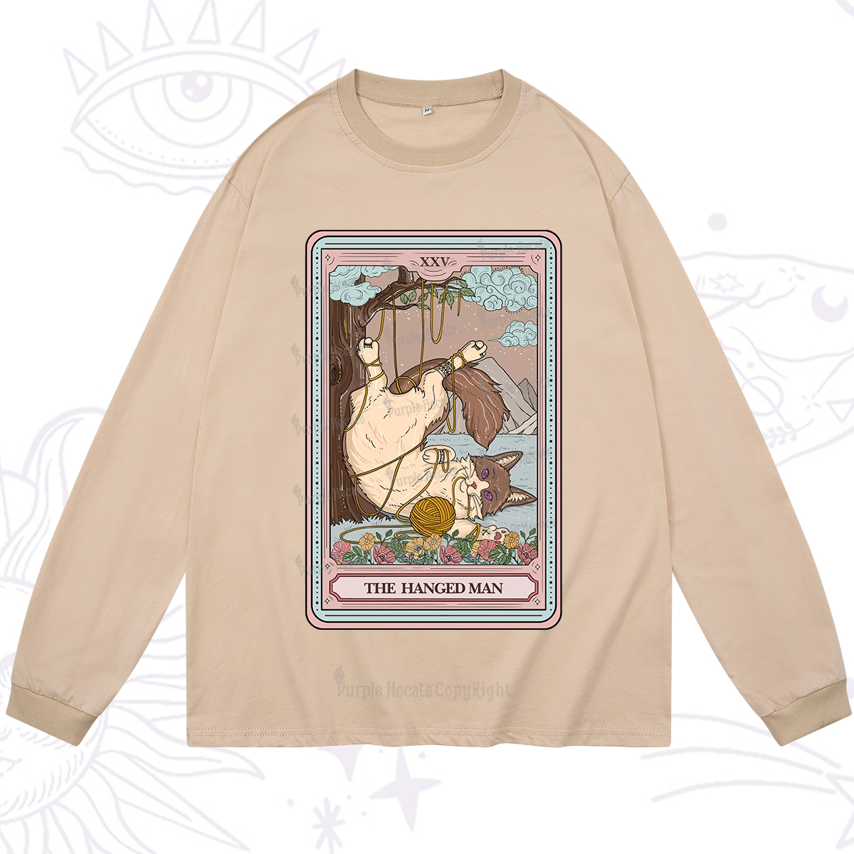 Purplehecate The Hanged Man Tarot Cat Long Sleeve T-Shirt