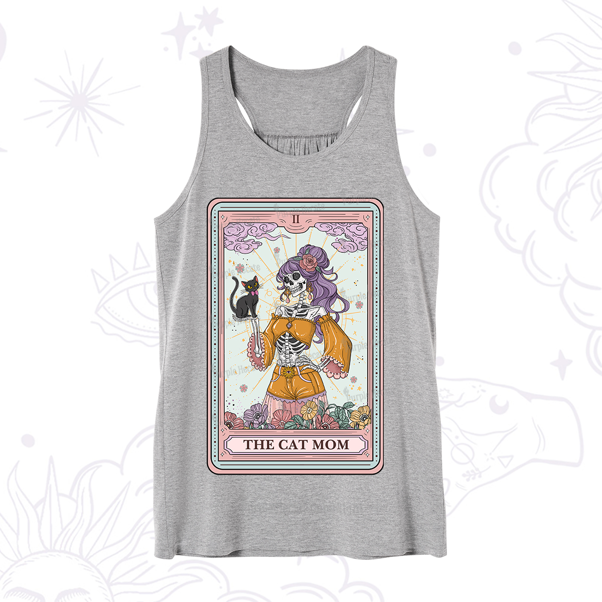 Purplehecate The Skeleton Cat Mom Tarot Card Tank