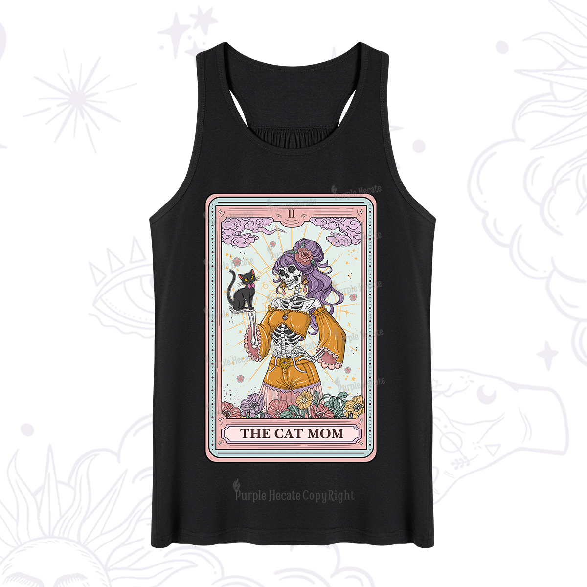 Purplehecate The Skeleton Cat Mom Tarot Card Tank
