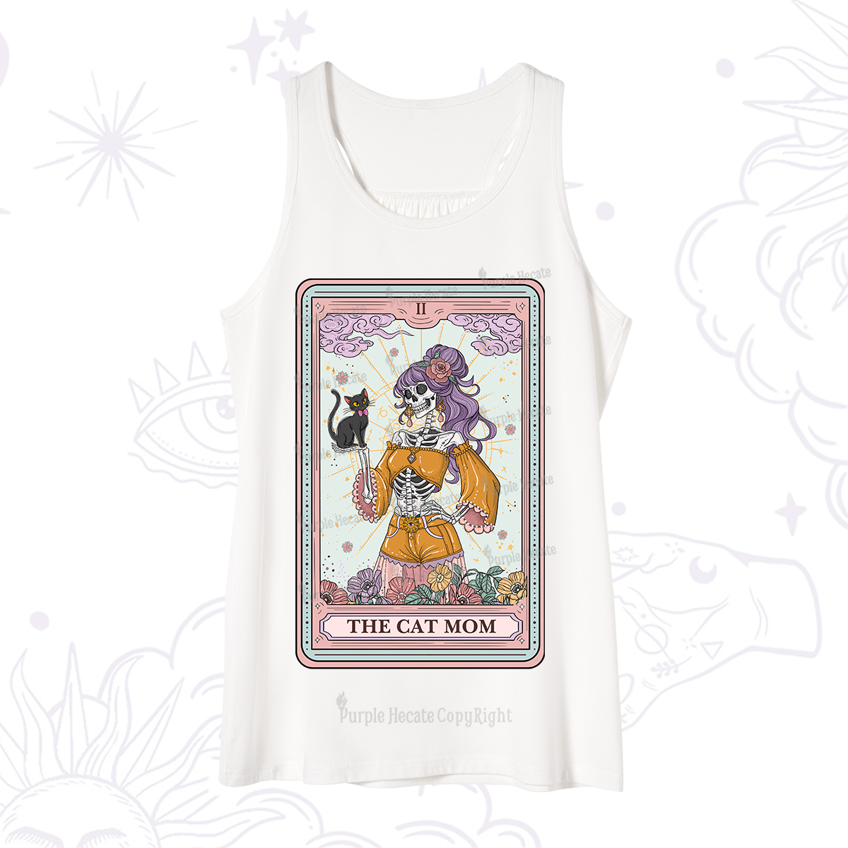 Purplehecate The Skeleton Cat Mom Tarot Card Tank