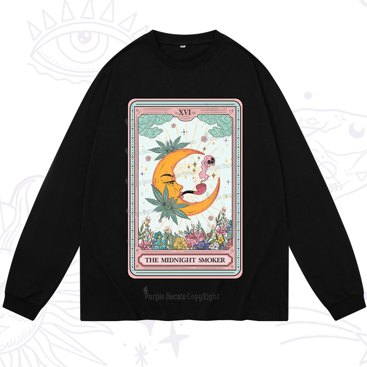 Purplehecate The Midnight Smoker Tarot Long Sleeve T-Shirt