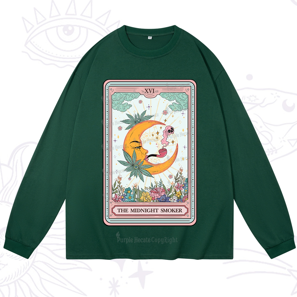 Purplehecate The Midnight Smoker Tarot Long Sleeve T-Shirt