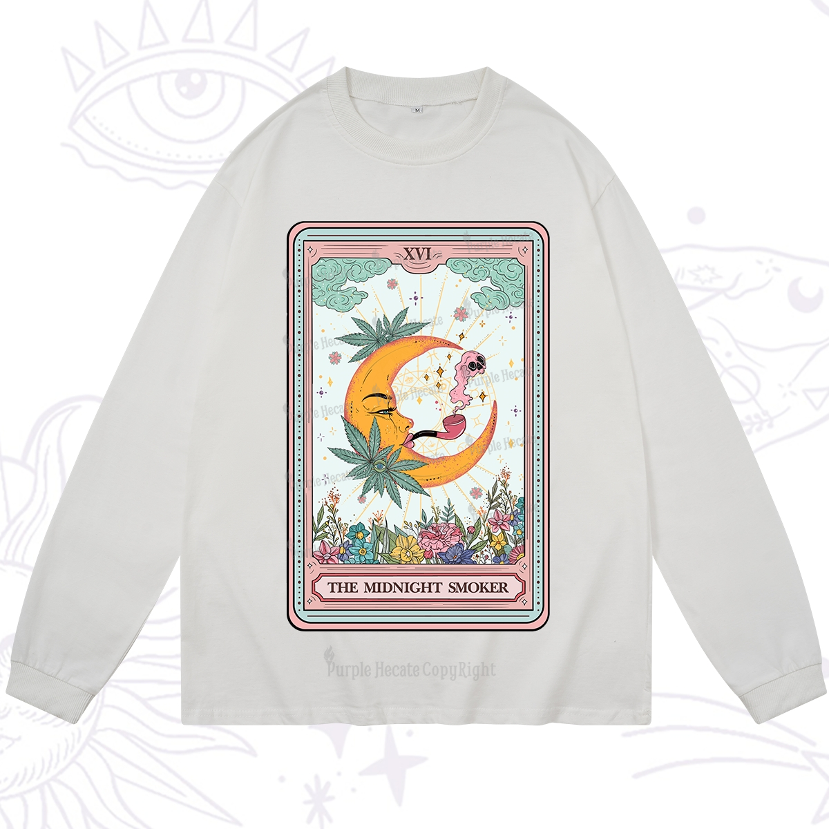 Purplehecate The Midnight Smoker Tarot Long Sleeve T-Shirt