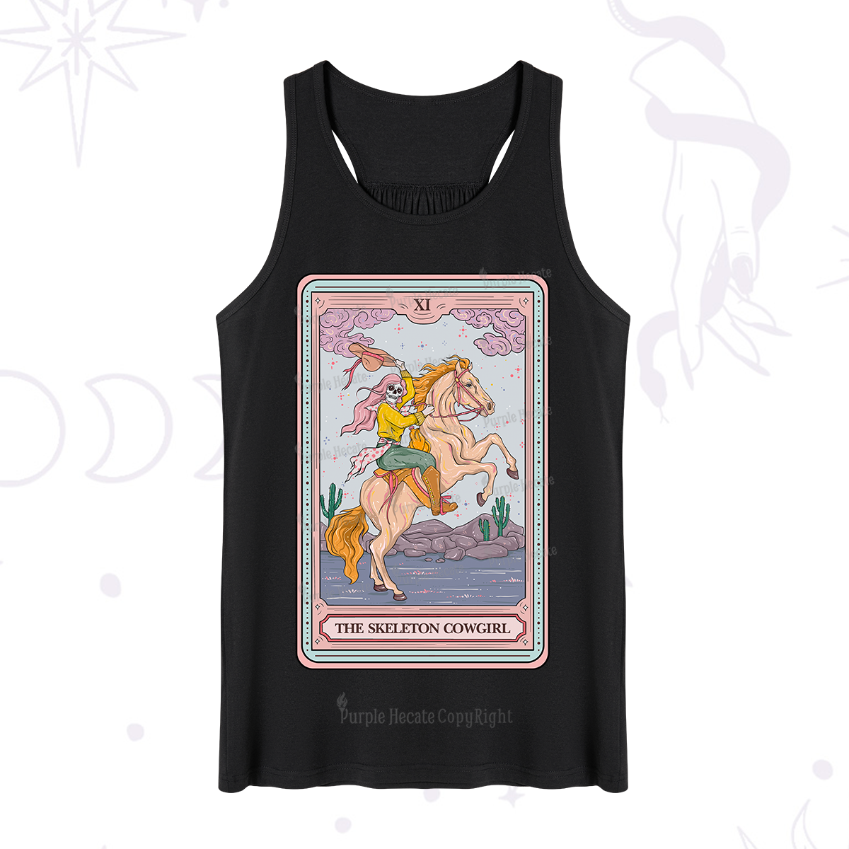 Purplehecate The Skeleton Cowgirl Tarot Card Tank