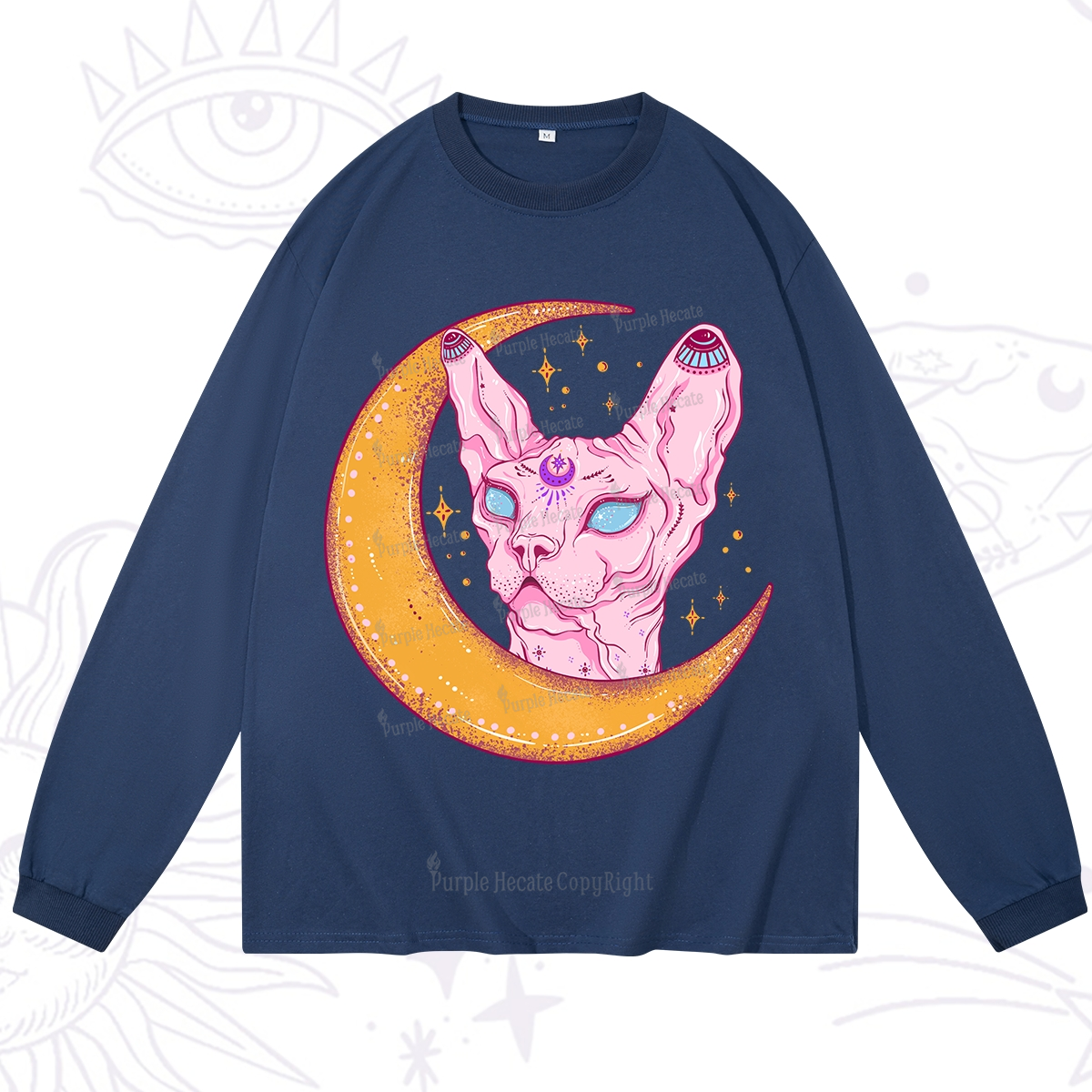 Purplehecate Mystical Witchy Cat Long Sleeve T-Shirt