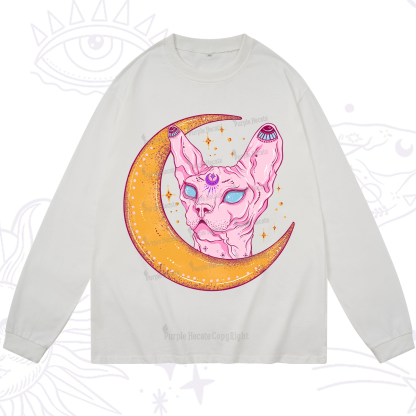 Purplehecate Mystical Witchy Cat Long Sleeve T-Shirt