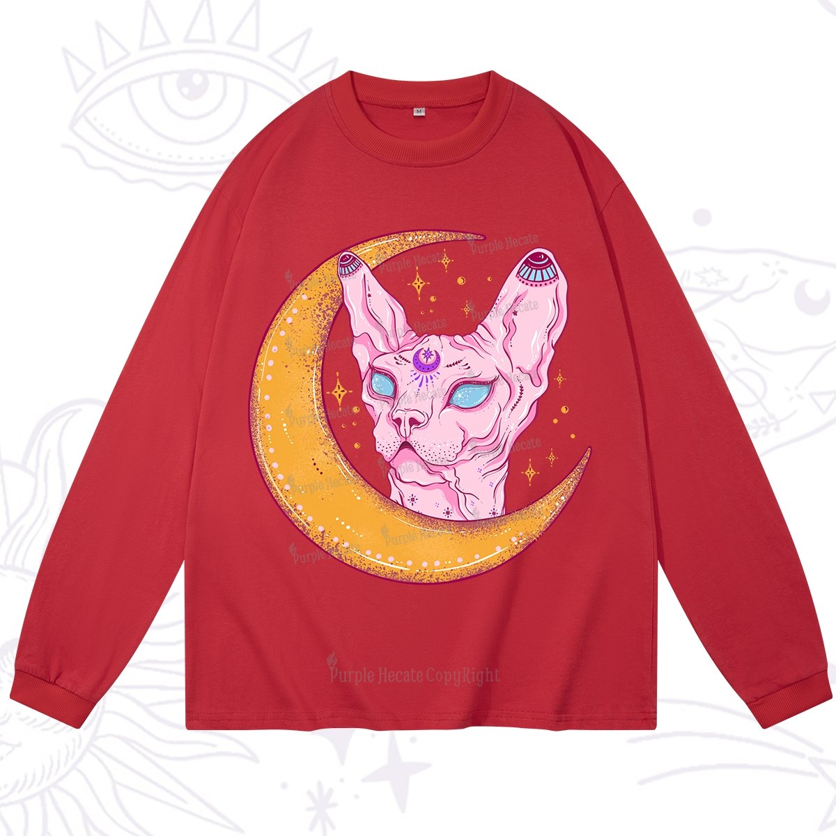 Purplehecate Mystical Witchy Cat Long Sleeve T-Shirt