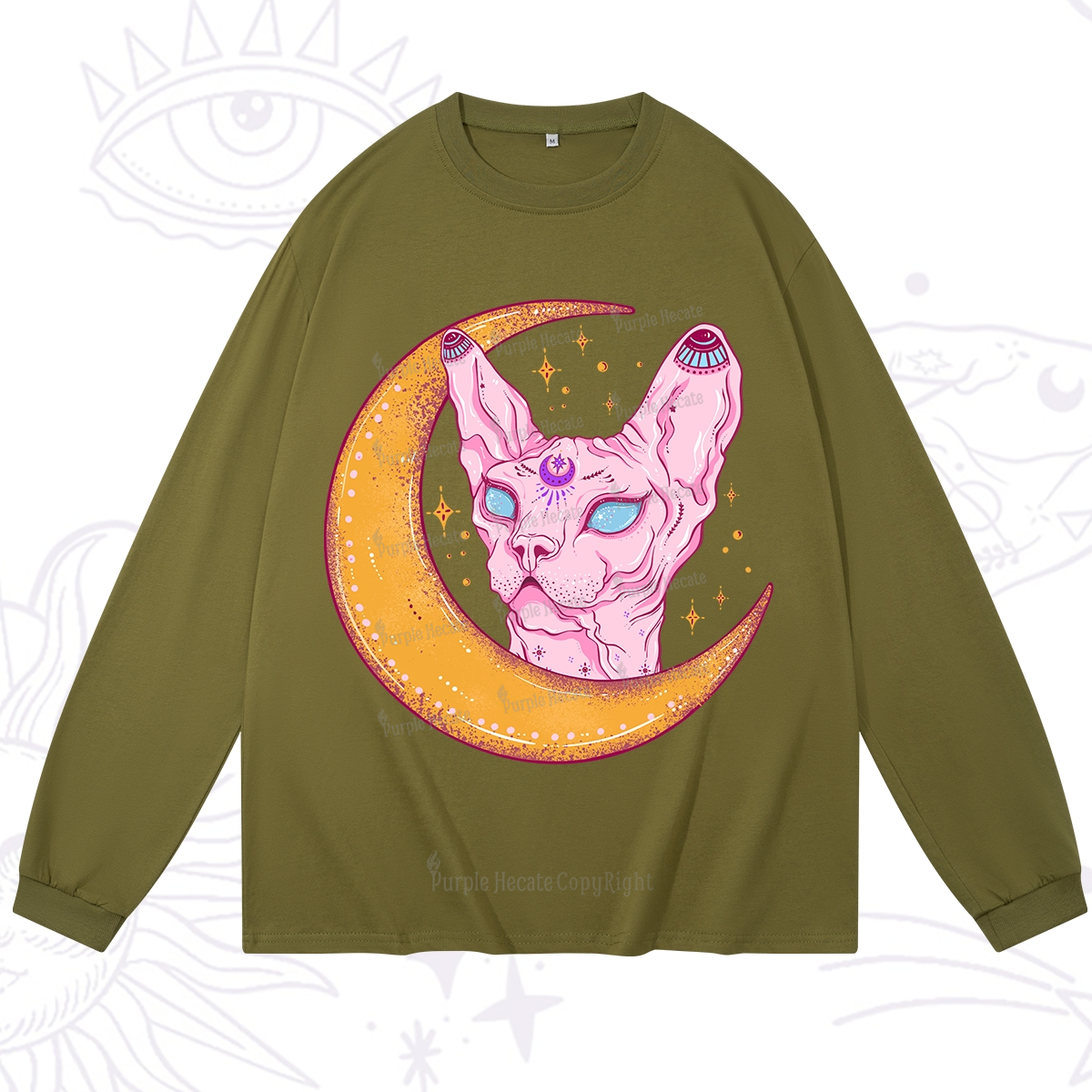 Purplehecate Mystical Witchy Cat Long Sleeve T-Shirt