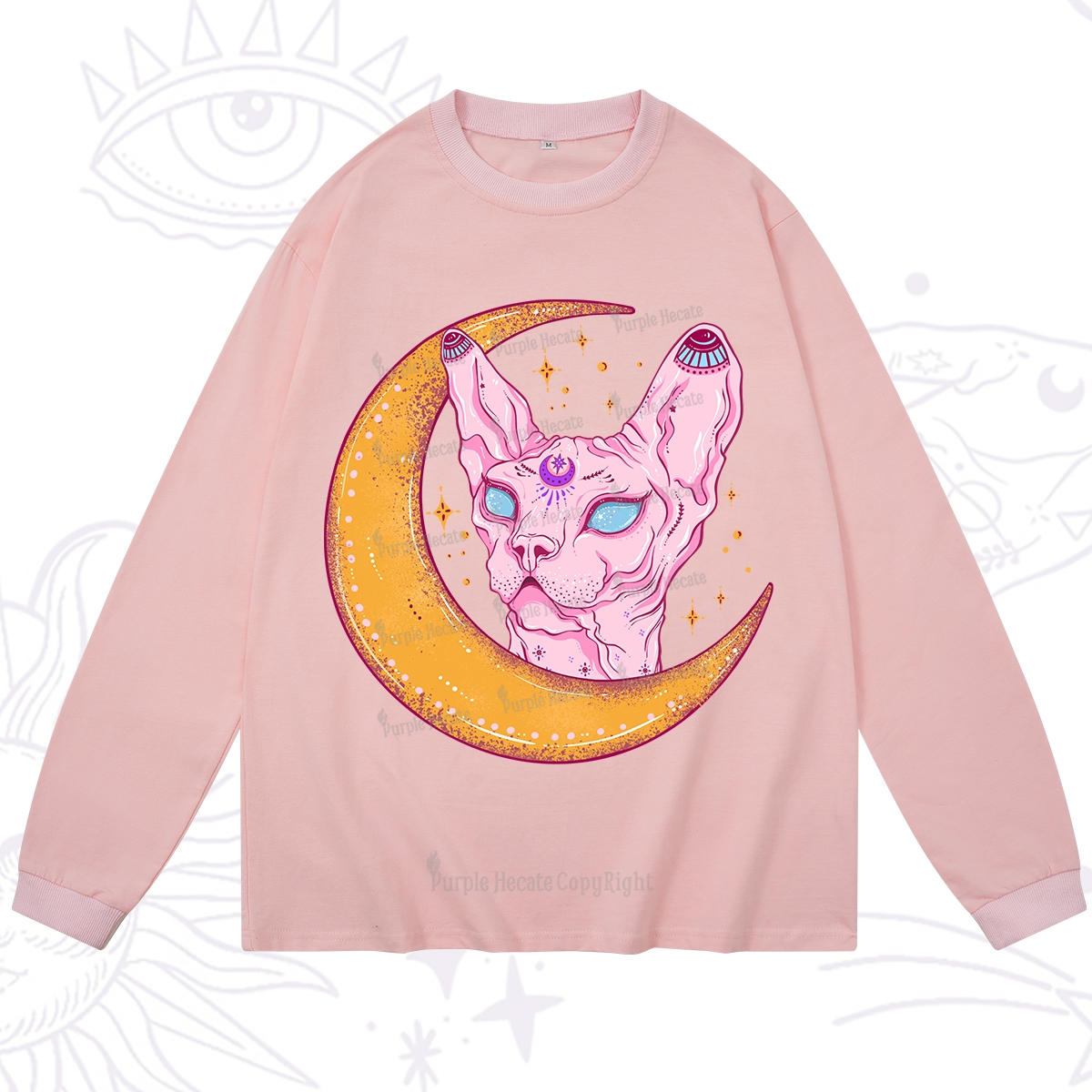 Purplehecate Mystical Witchy Cat Long Sleeve T-Shirt