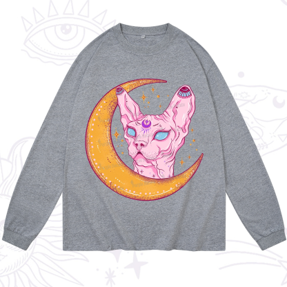 Purplehecate Mystical Witchy Cat Long Sleeve T-Shirt