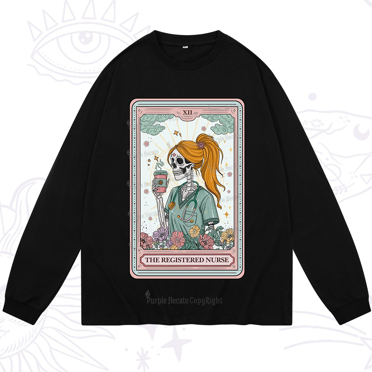 Purplehecate The Registered Nurse Skeleton Tarot Long Sleeve T-Shirt
