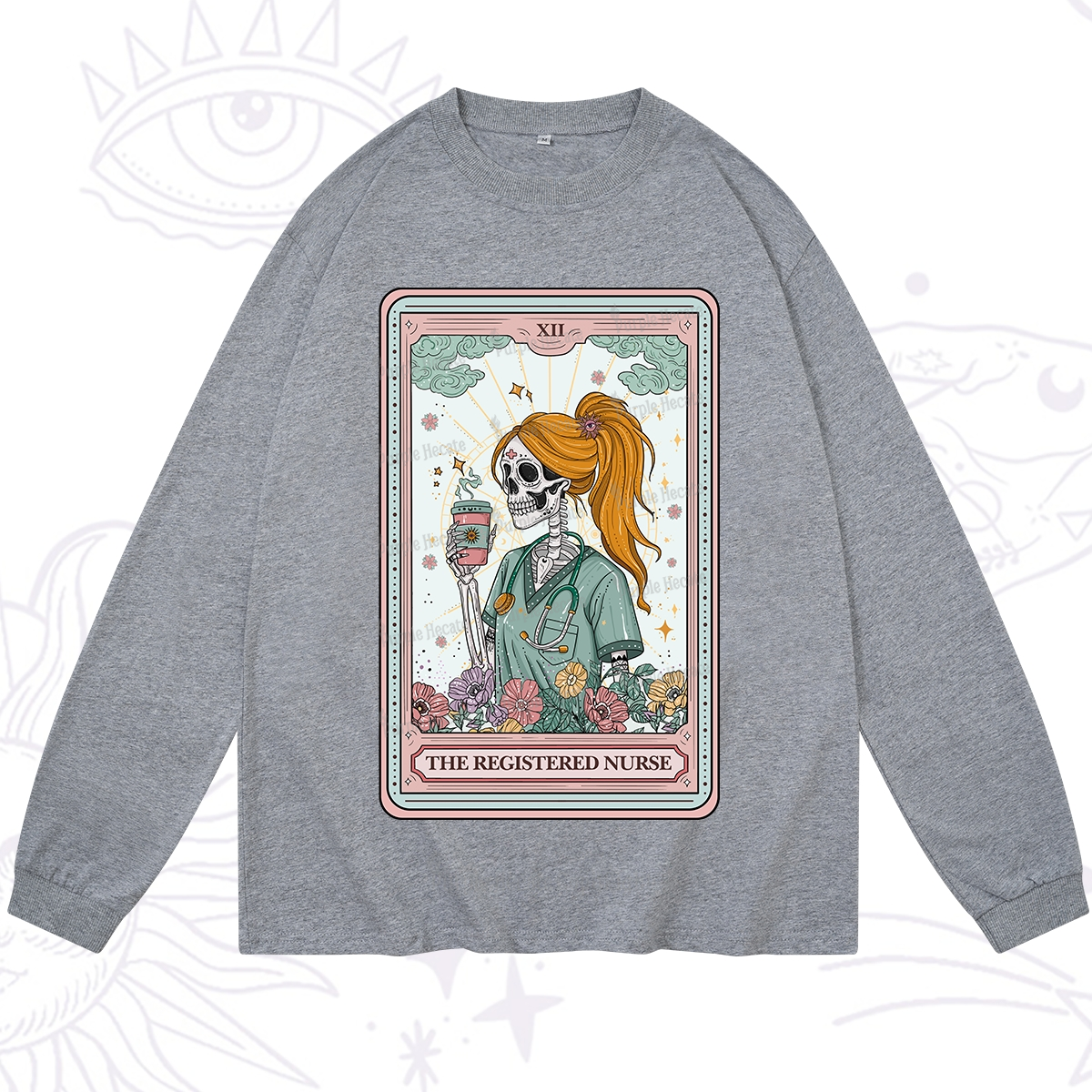 Purplehecate The Registered Nurse Skeleton Tarot Long Sleeve T-Shirt