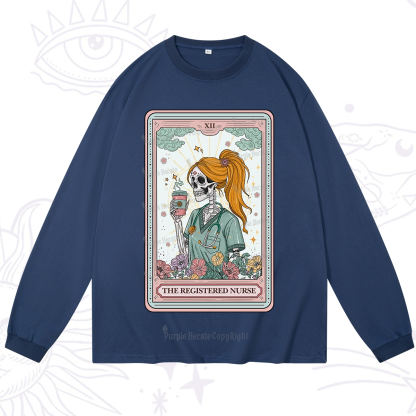 Purplehecate The Registered Nurse Skeleton Tarot Long Sleeve T-Shirt