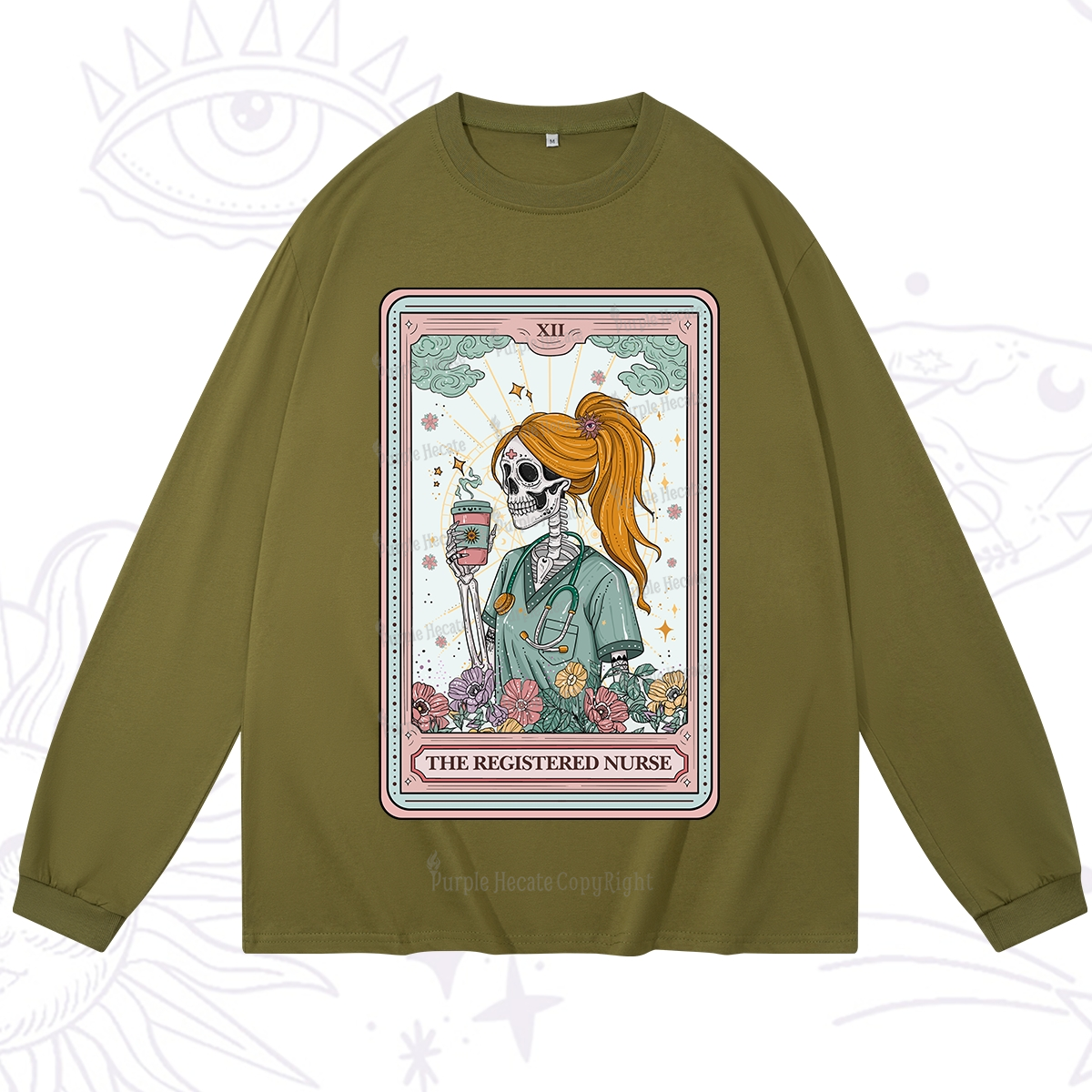 Purplehecate The Registered Nurse Skeleton Tarot Long Sleeve T-Shirt