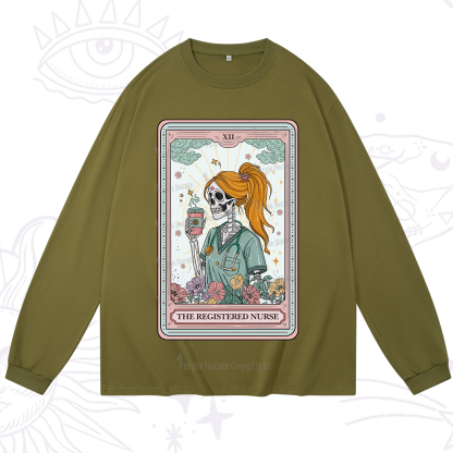 Purplehecate The Registered Nurse Skeleton Tarot Long Sleeve T-Shirt