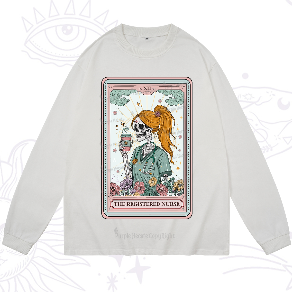Purplehecate The Registered Nurse Skeleton Tarot Long Sleeve T-Shirt