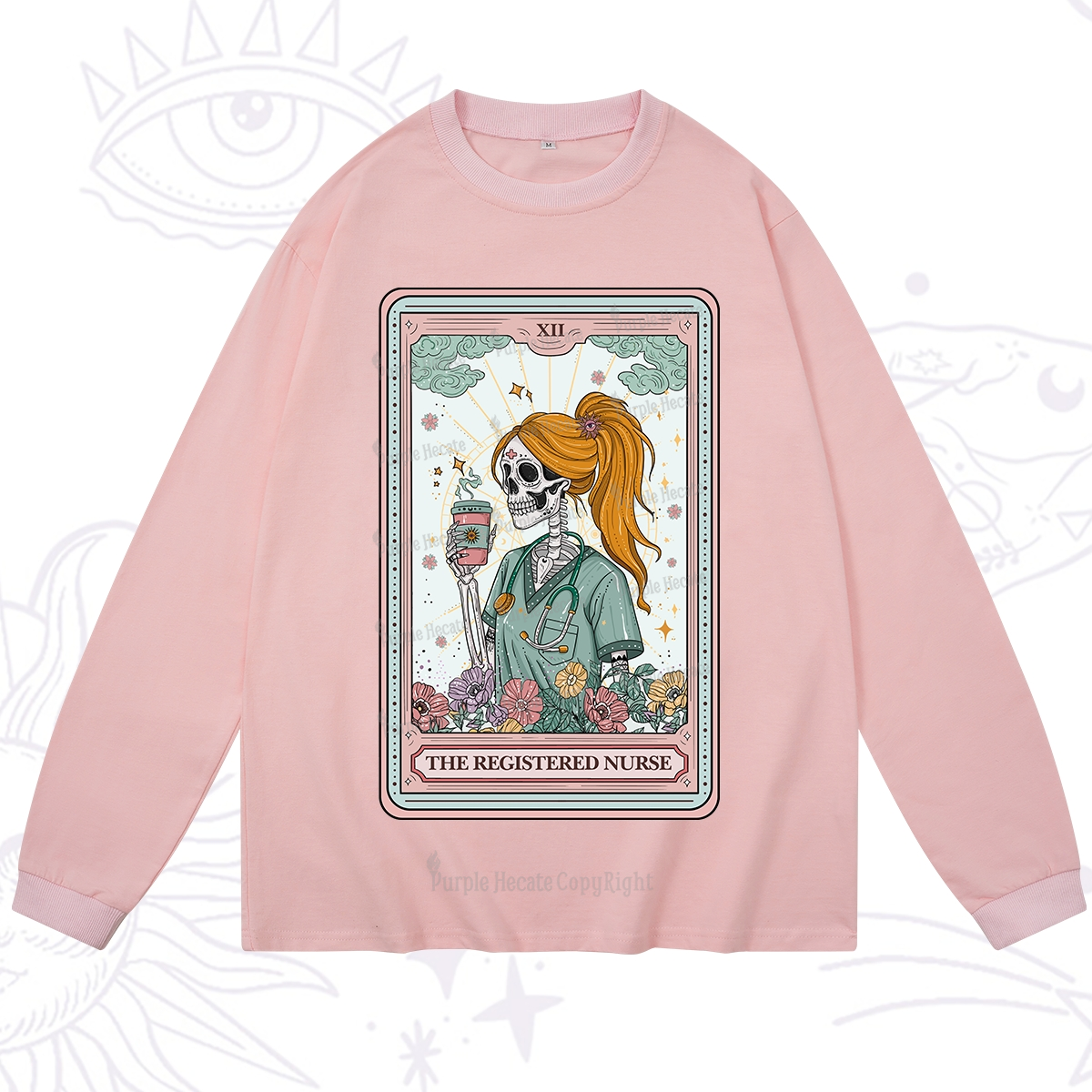 Purplehecate The Registered Nurse Skeleton Tarot Long Sleeve T-Shirt