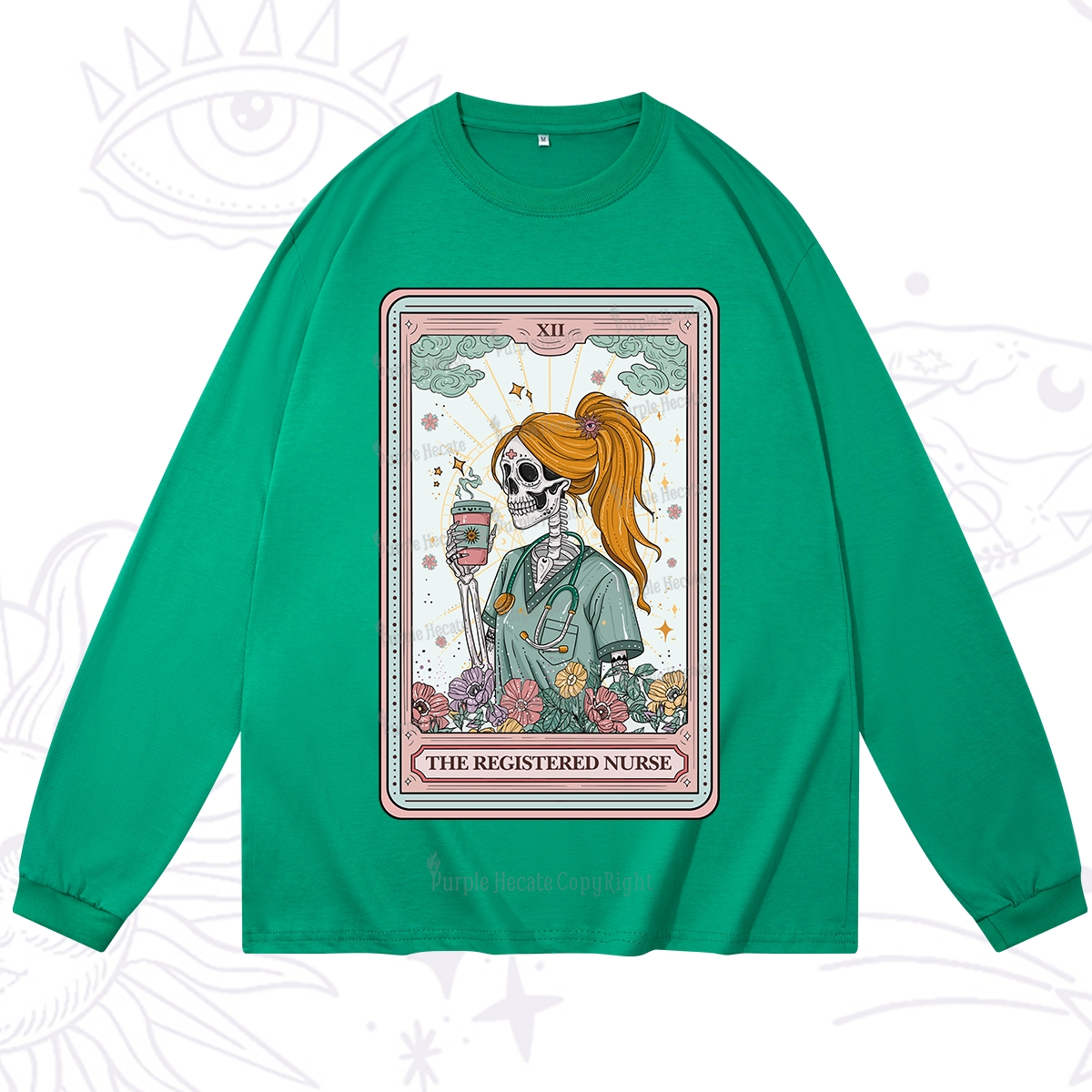Purplehecate The Registered Nurse Skeleton Tarot Long Sleeve T-Shirt