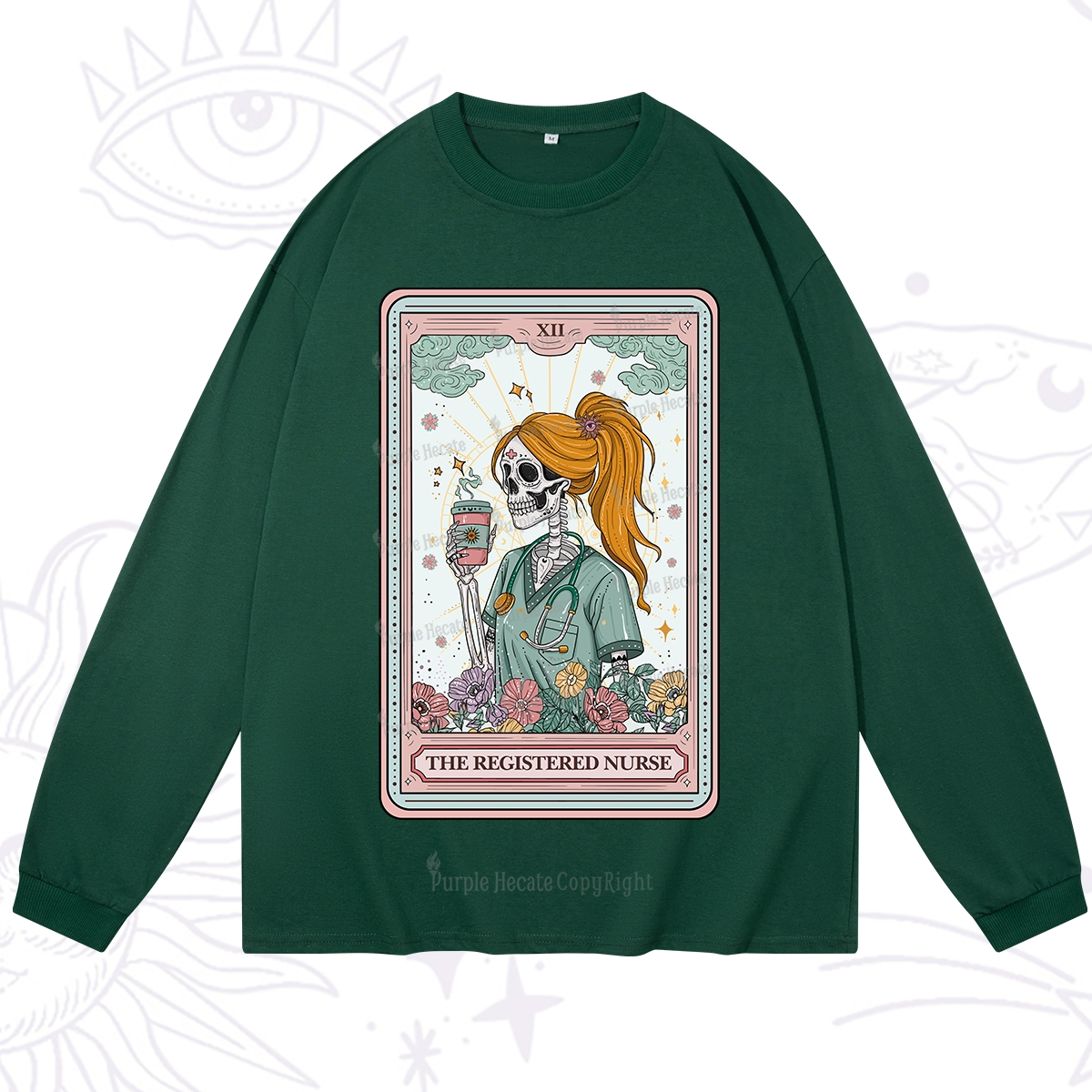 Purplehecate The Registered Nurse Skeleton Tarot Long Sleeve T-Shirt