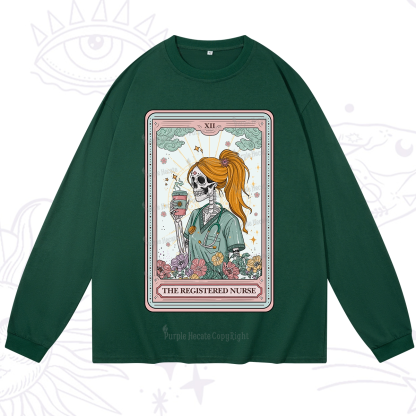 Purplehecate The Registered Nurse Skeleton Tarot Long Sleeve T-Shirt