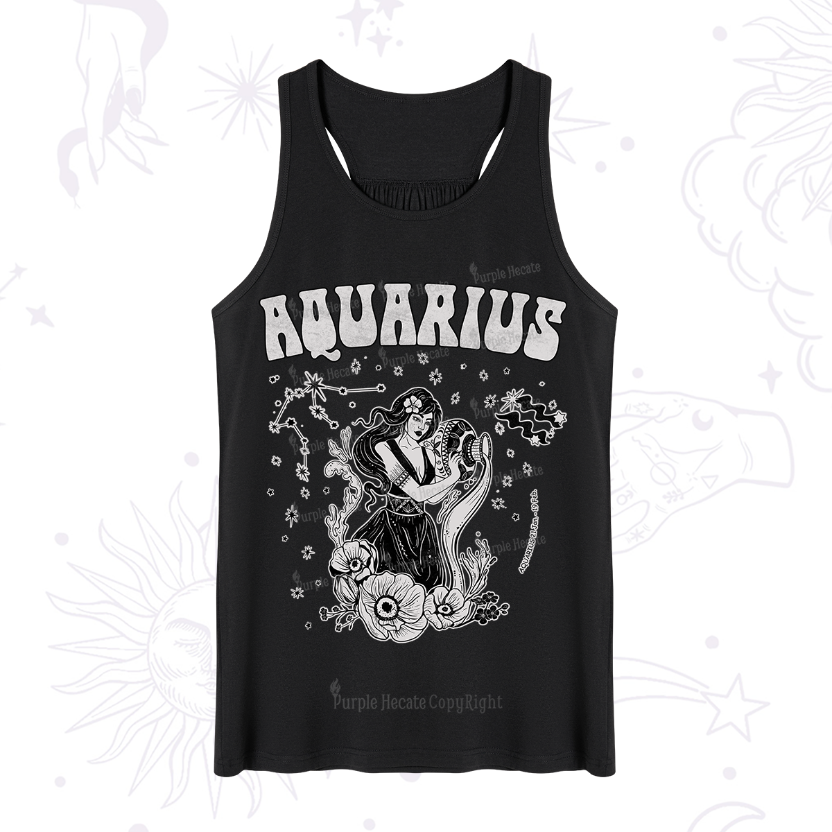 Purplehecate Aquarius Zodiac Glyphs Tank