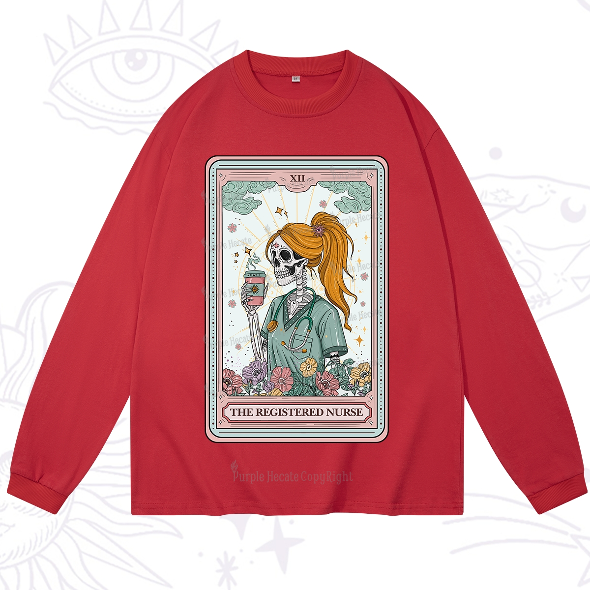 Purplehecate The Registered Nurse Skeleton Tarot Long Sleeve T-Shirt