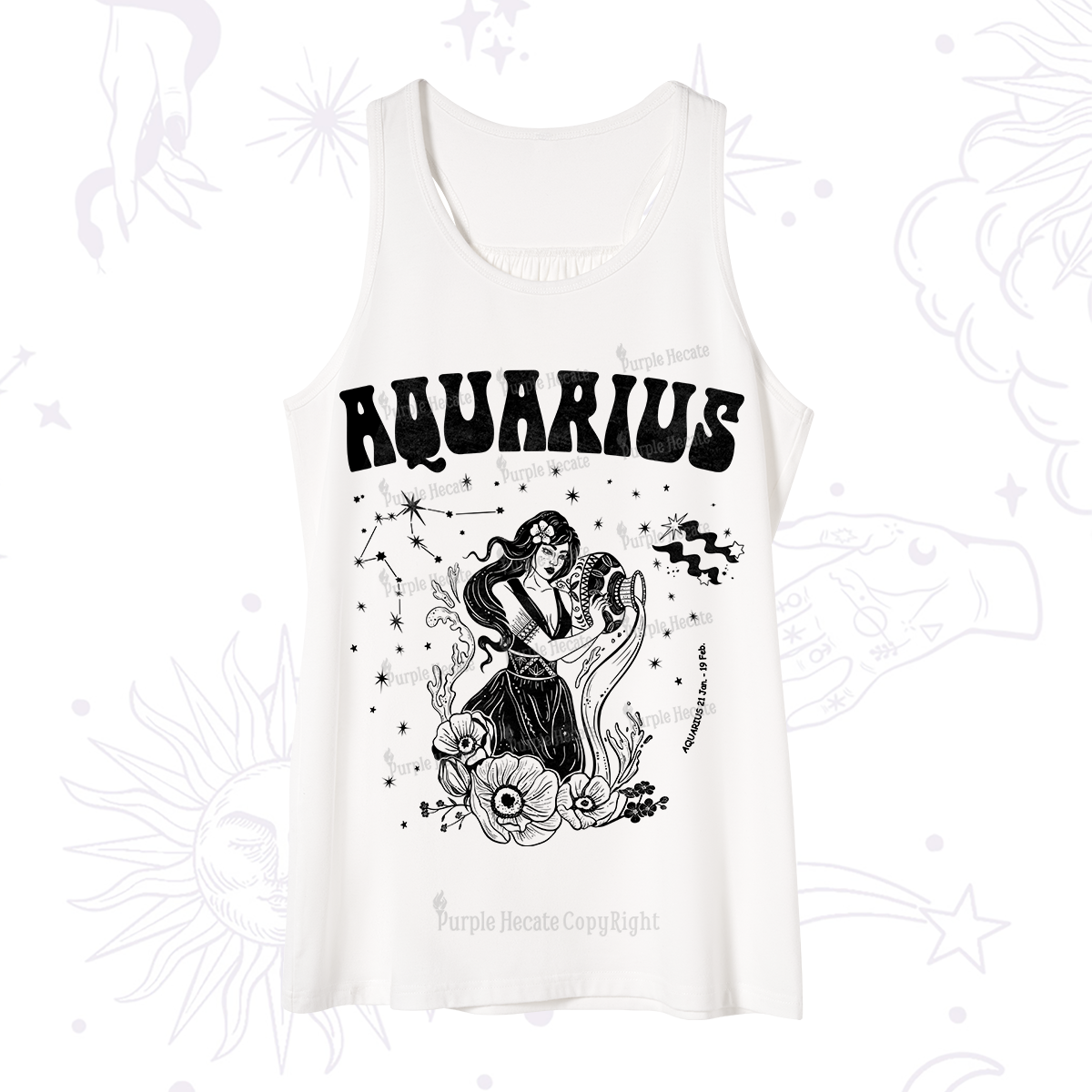 Purplehecate Aquarius Zodiac Glyphs Tank