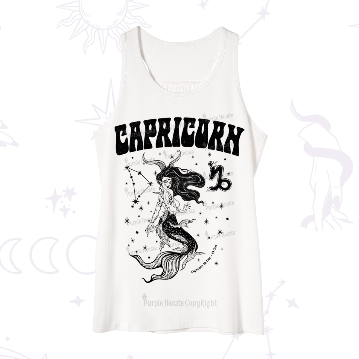 Purplehecate Capricorn Zodiac Glyphs Tank