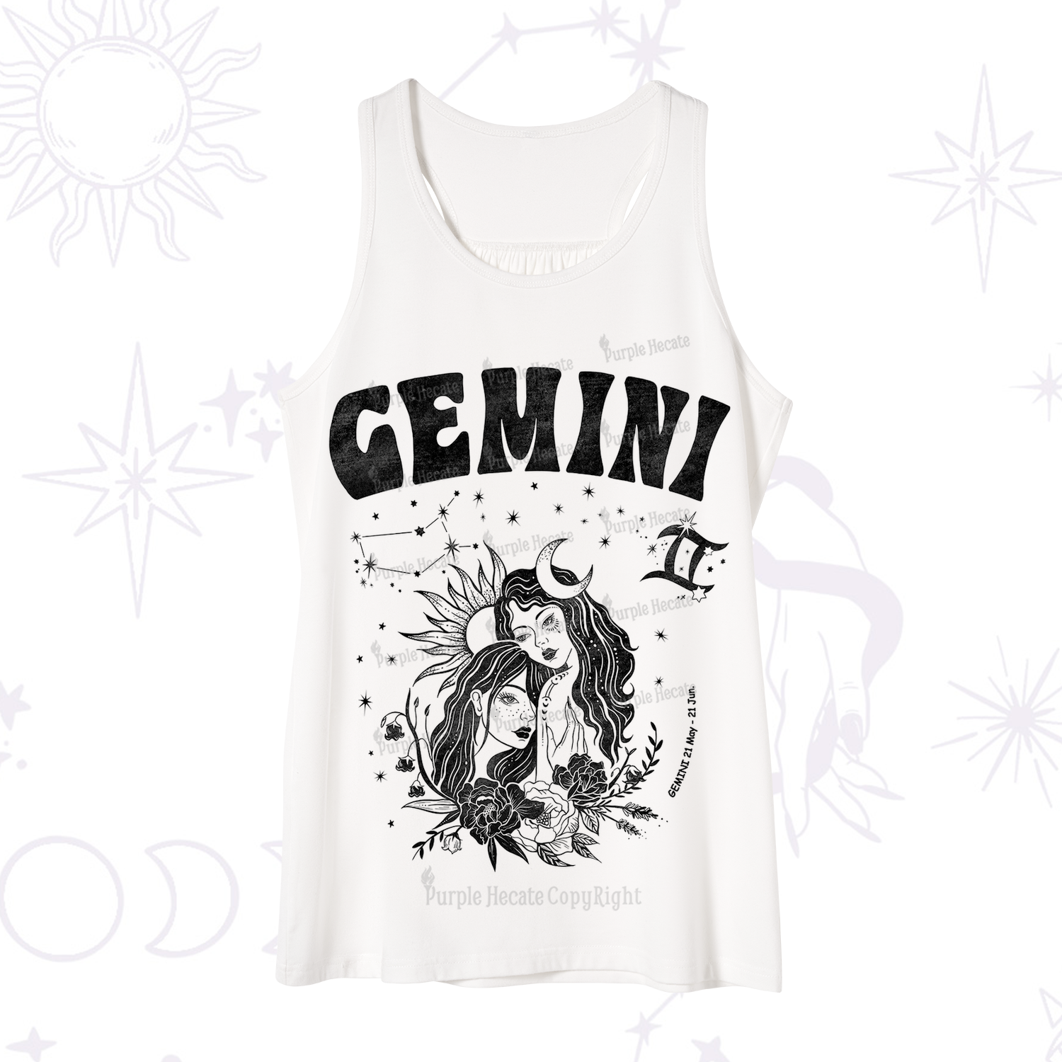 Purplehecate Gemini Zodiac Glyphs  Tank