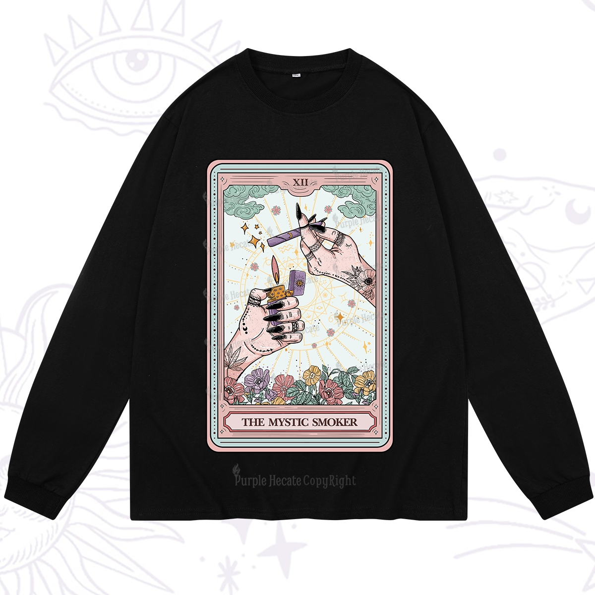 Purplehecate The Mystic Smoker Tarot Card Long Sleeve T-Shirt