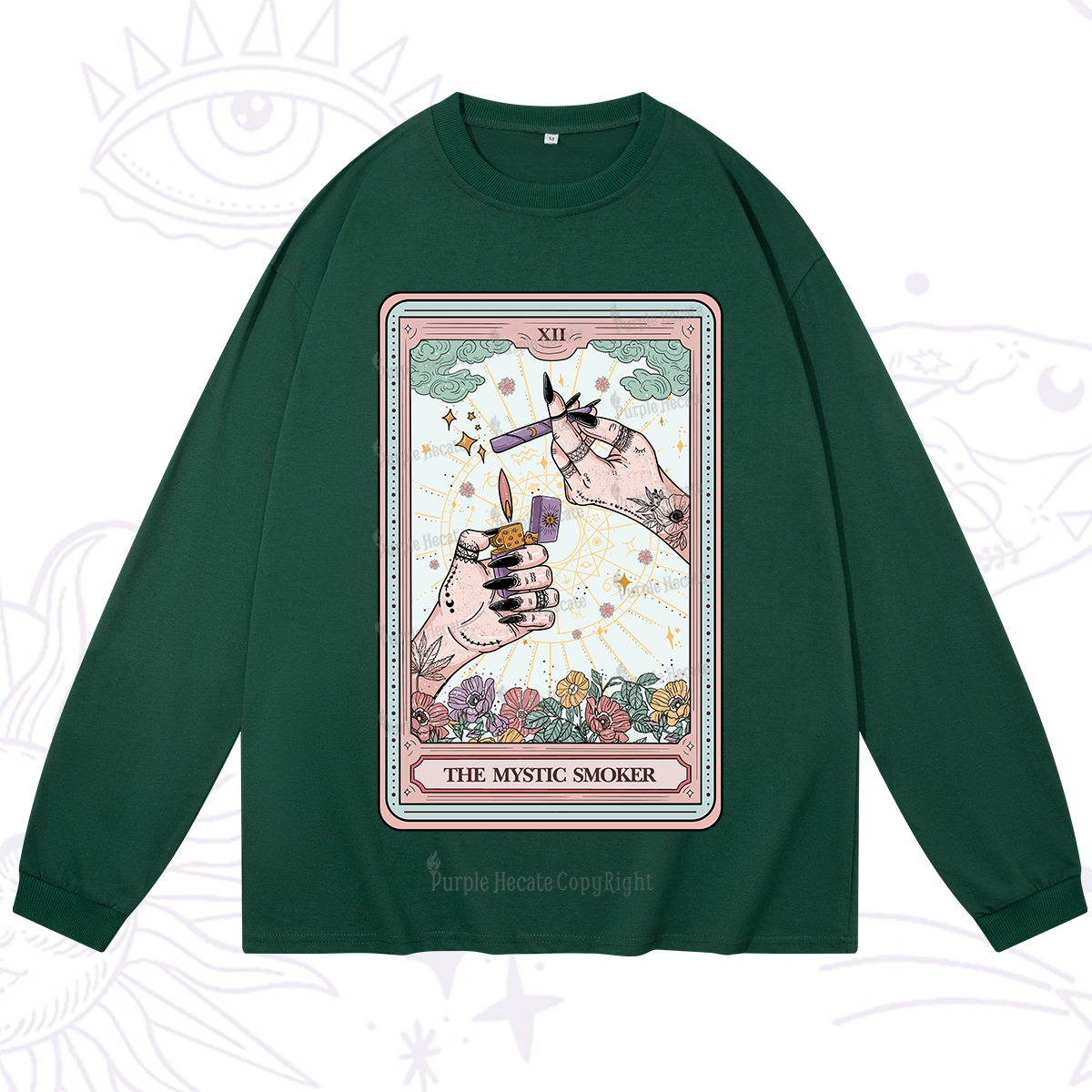 Purplehecate The Mystic Smoker Tarot Card Long Sleeve T-Shirt