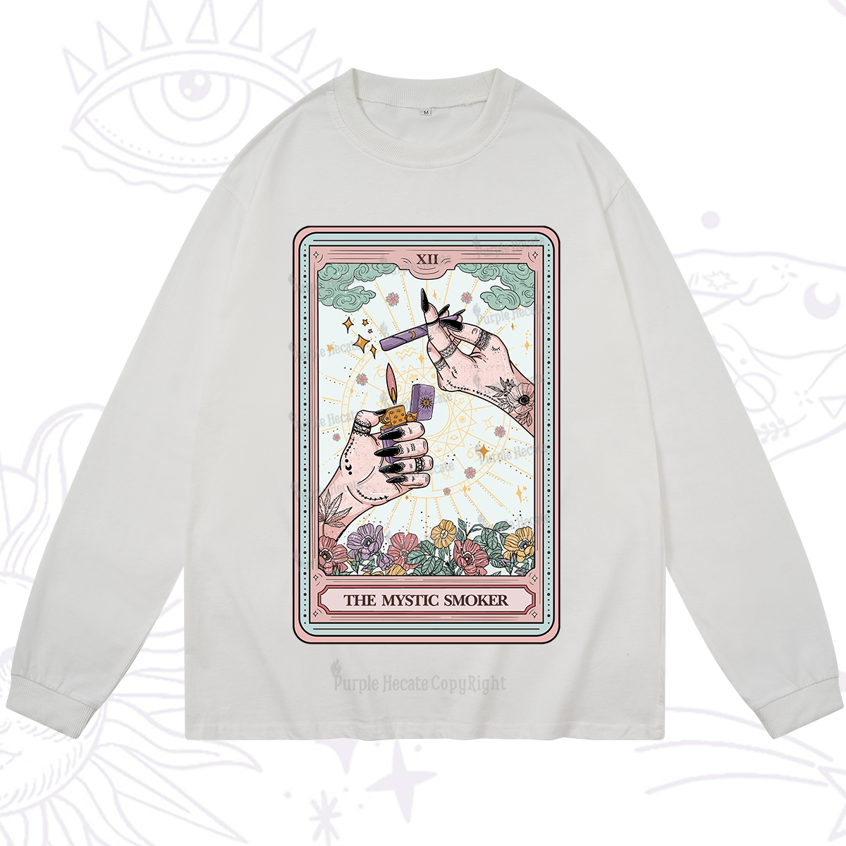 Purplehecate The Mystic Smoker Tarot Card Long Sleeve T-Shirt