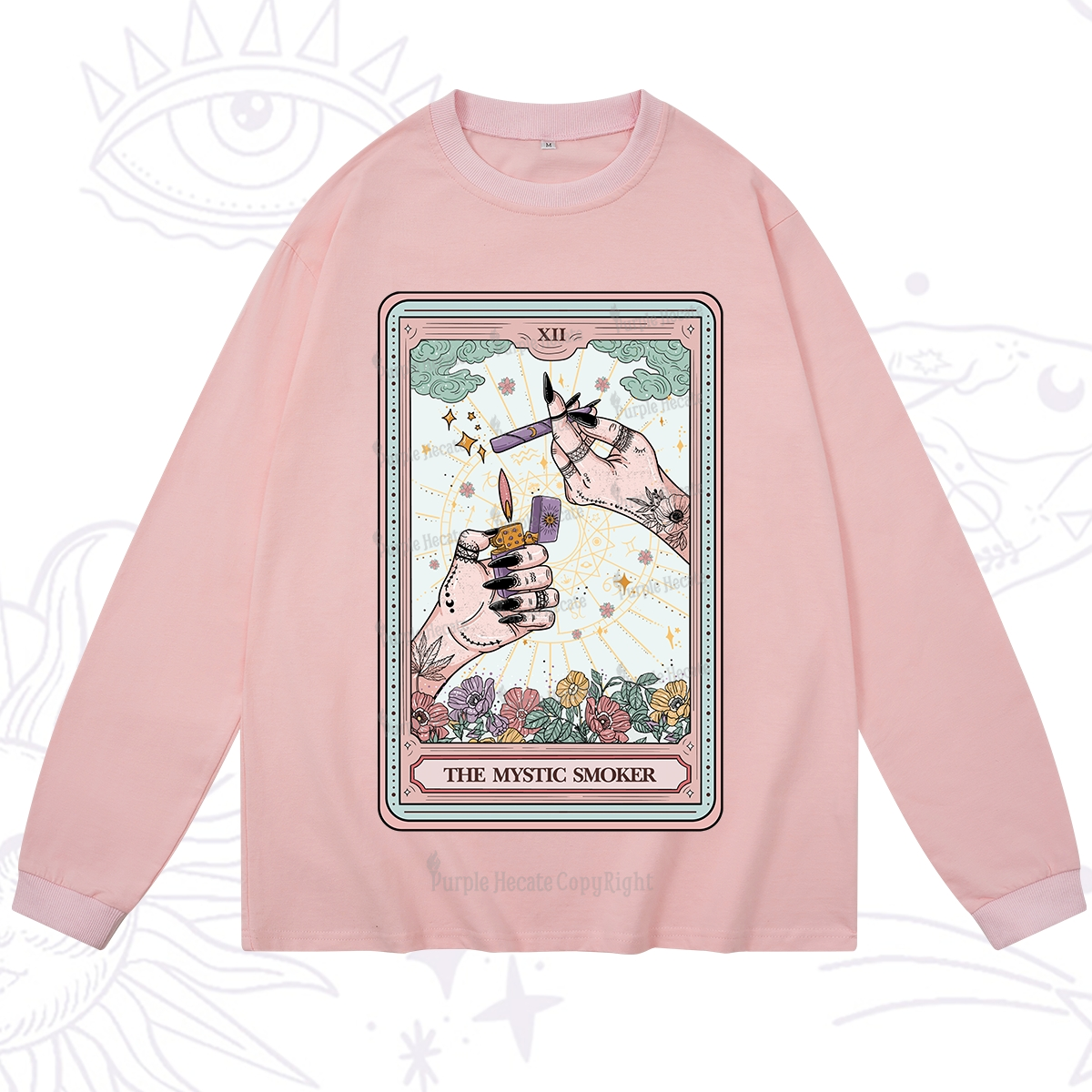 Purplehecate The Mystic Smoker Tarot Card Long Sleeve T-Shirt