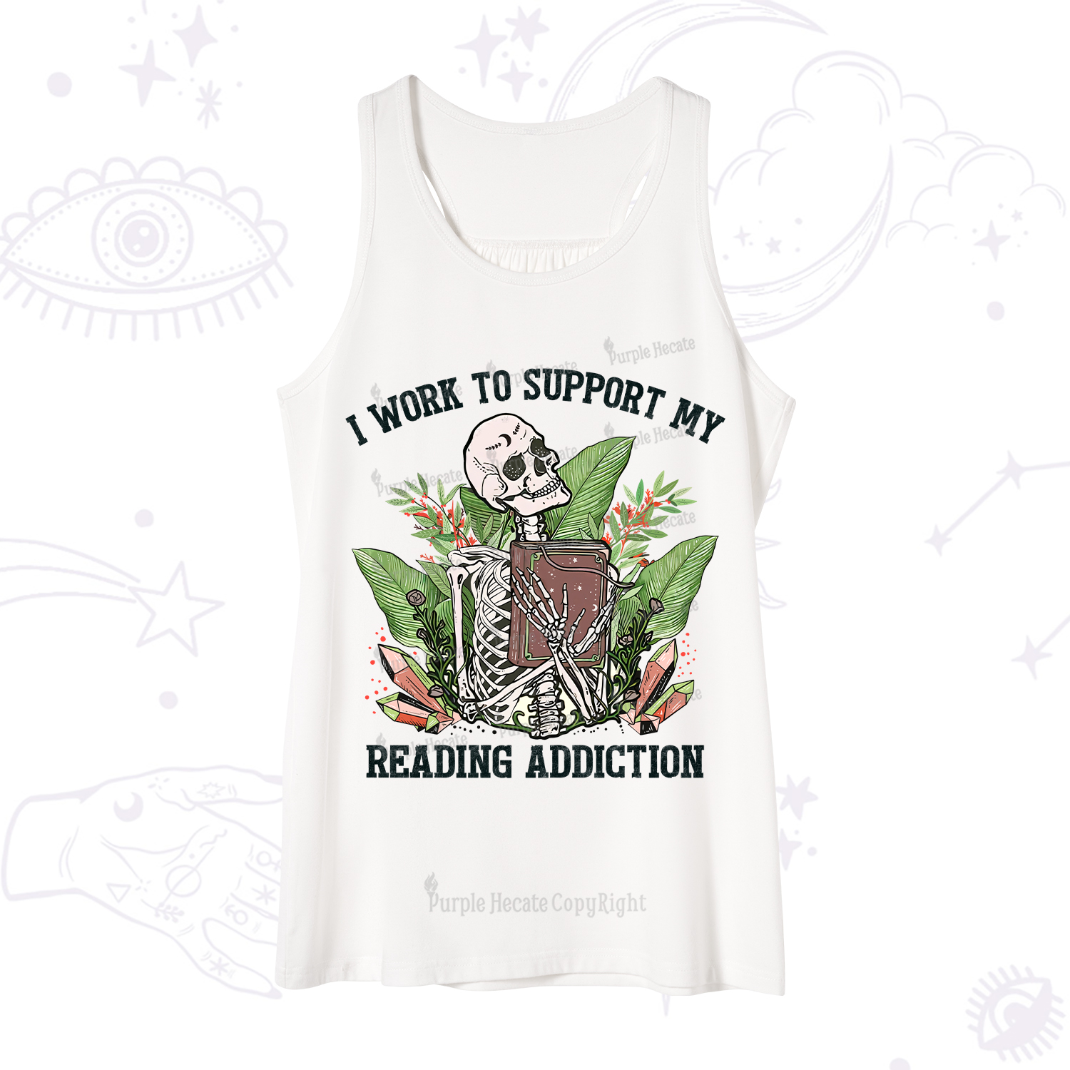 Purplehecate I Work Support My Reading Addiction Tank