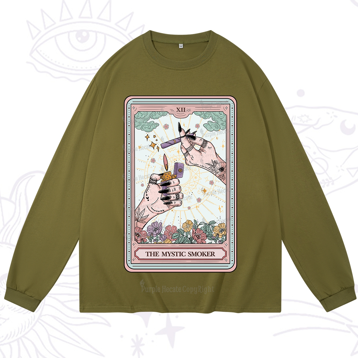 Purplehecate The Mystic Smoker Tarot Card Long Sleeve T-Shirt