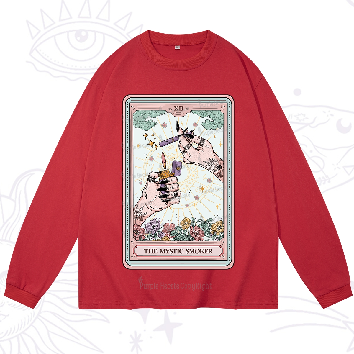 Purplehecate The Mystic Smoker Tarot Card Long Sleeve T-Shirt