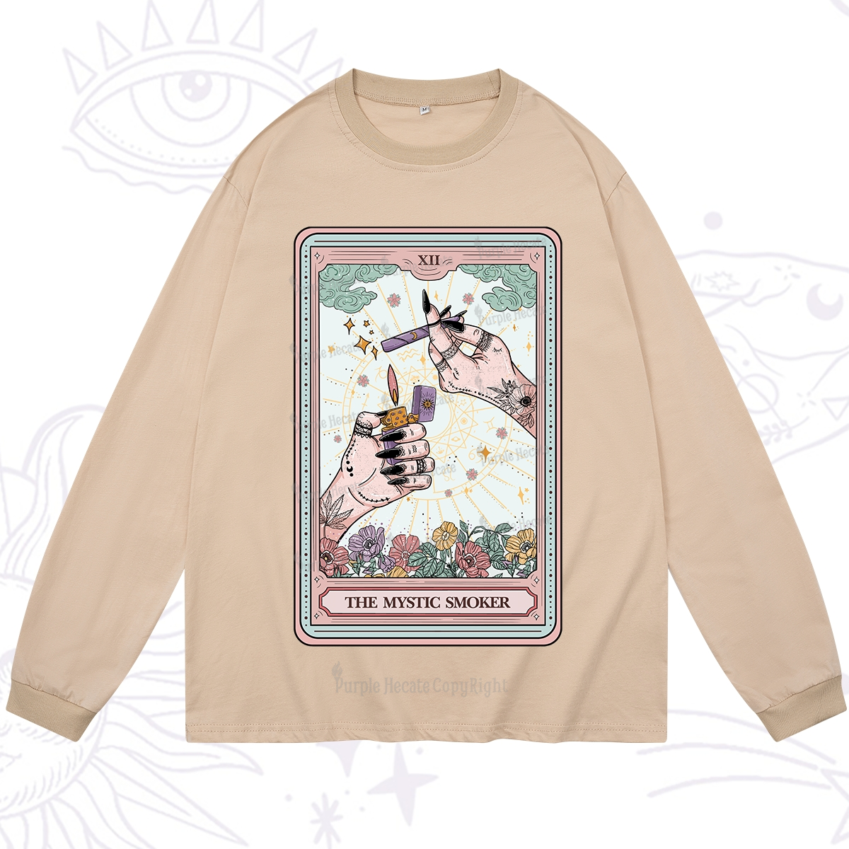 Purplehecate The Mystic Smoker Tarot Card Long Sleeve T-Shirt