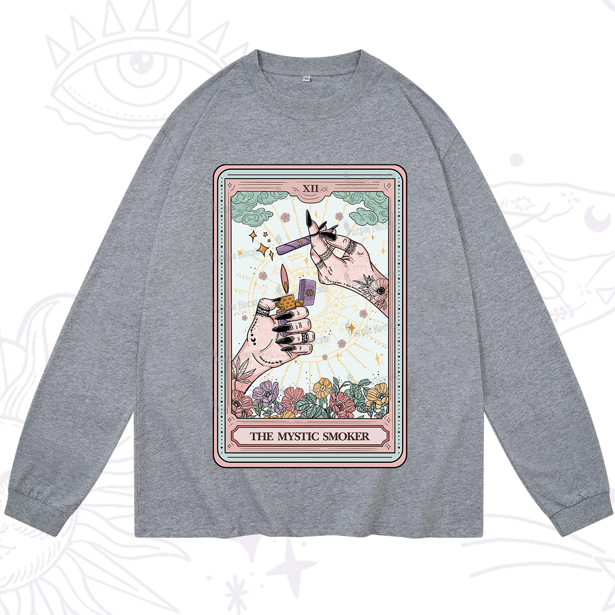 Purplehecate The Mystic Smoker Tarot Card Long Sleeve T-Shirt